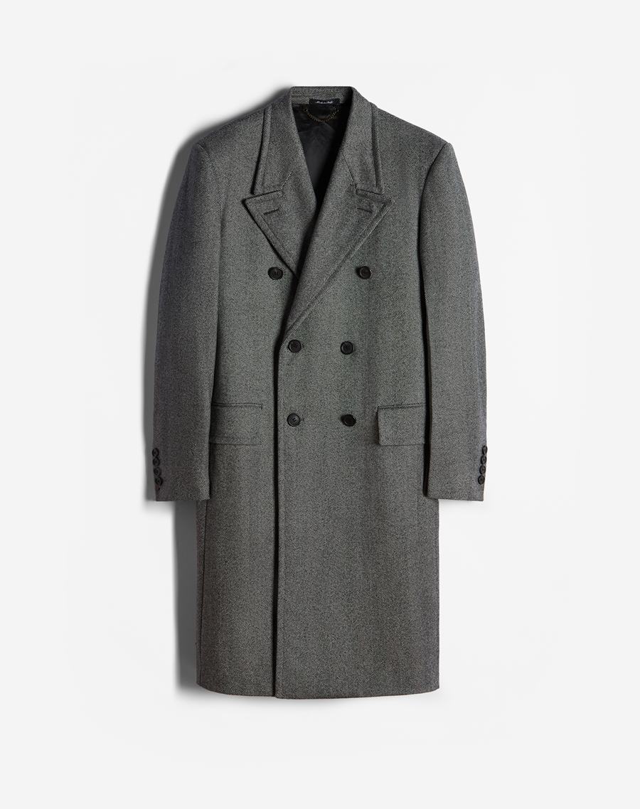 Men's Wool Herringbone Double Breasted Coat | dunhill US Online Store