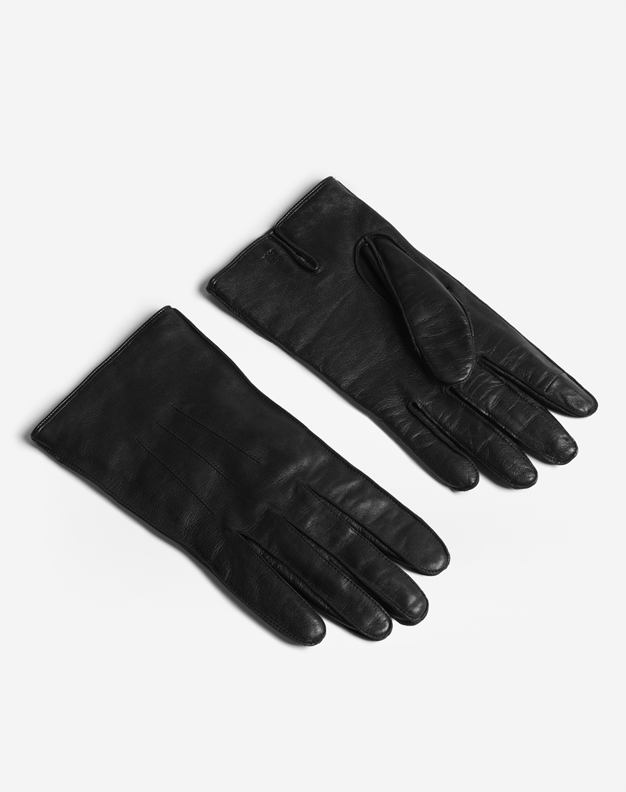 Gants Tactiles en Cuir Doublés de Cachemire, Homme