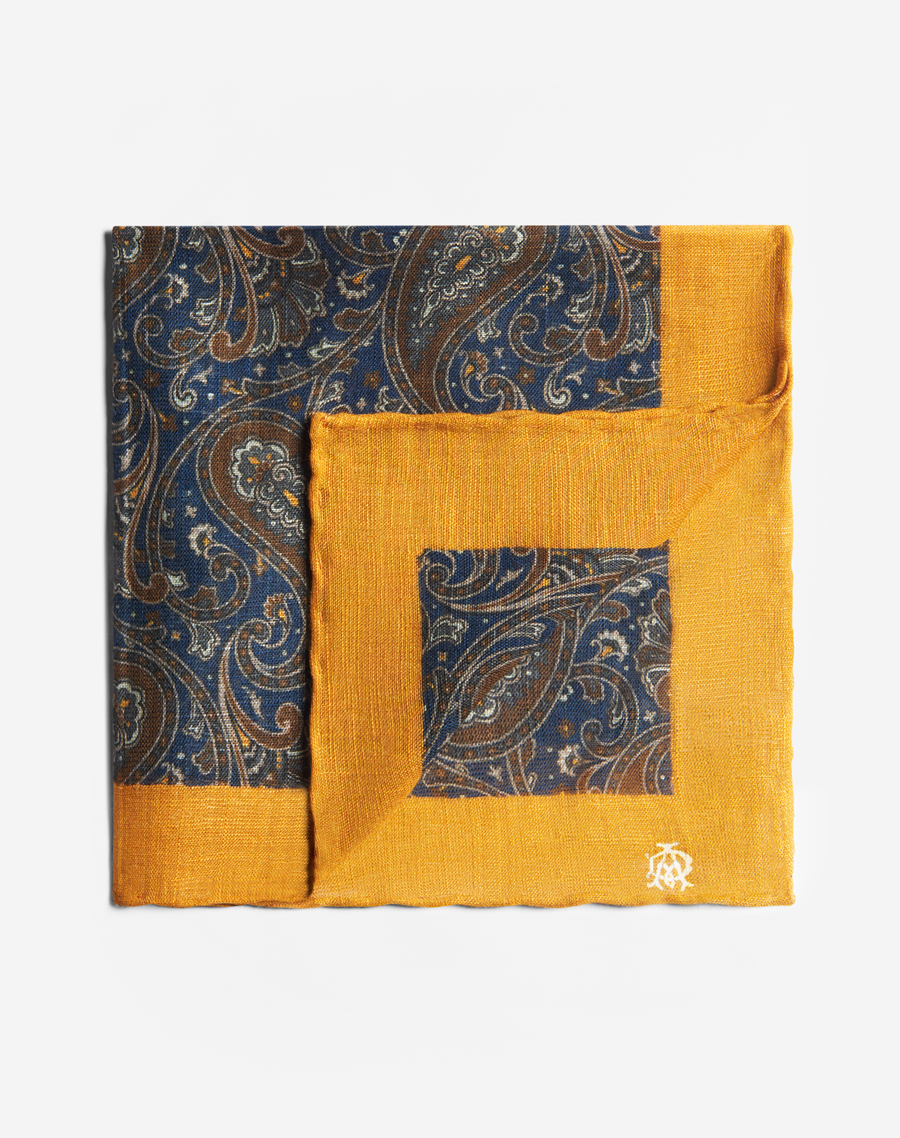 Men&amp;#39;s Navy Cotton Paisley Printed Pocket Square | dunhill US Online Store