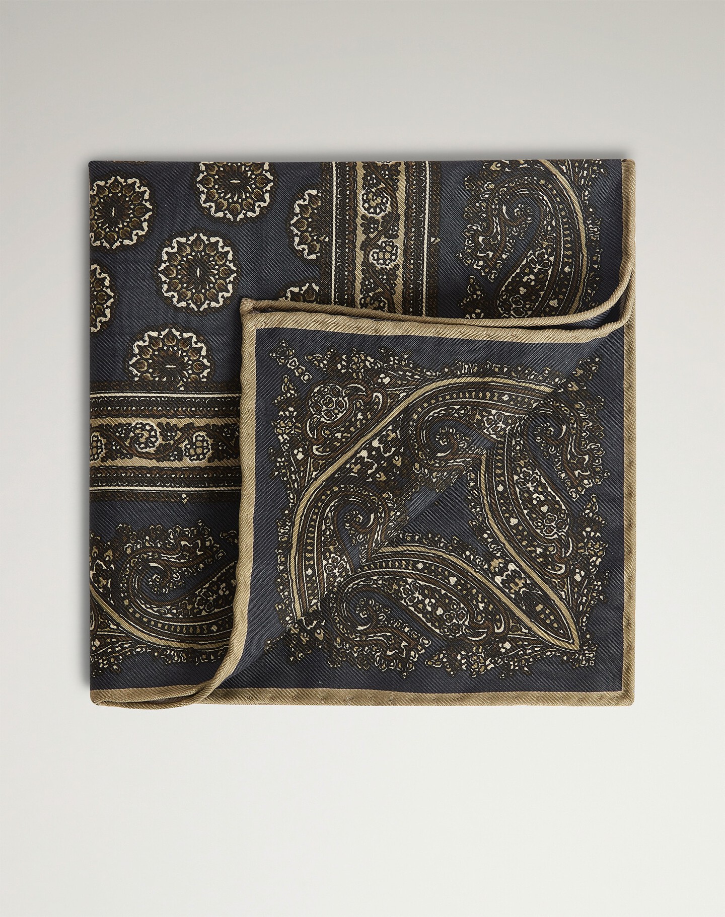 Silk Screen Printed Floral Medallion Pocket Square