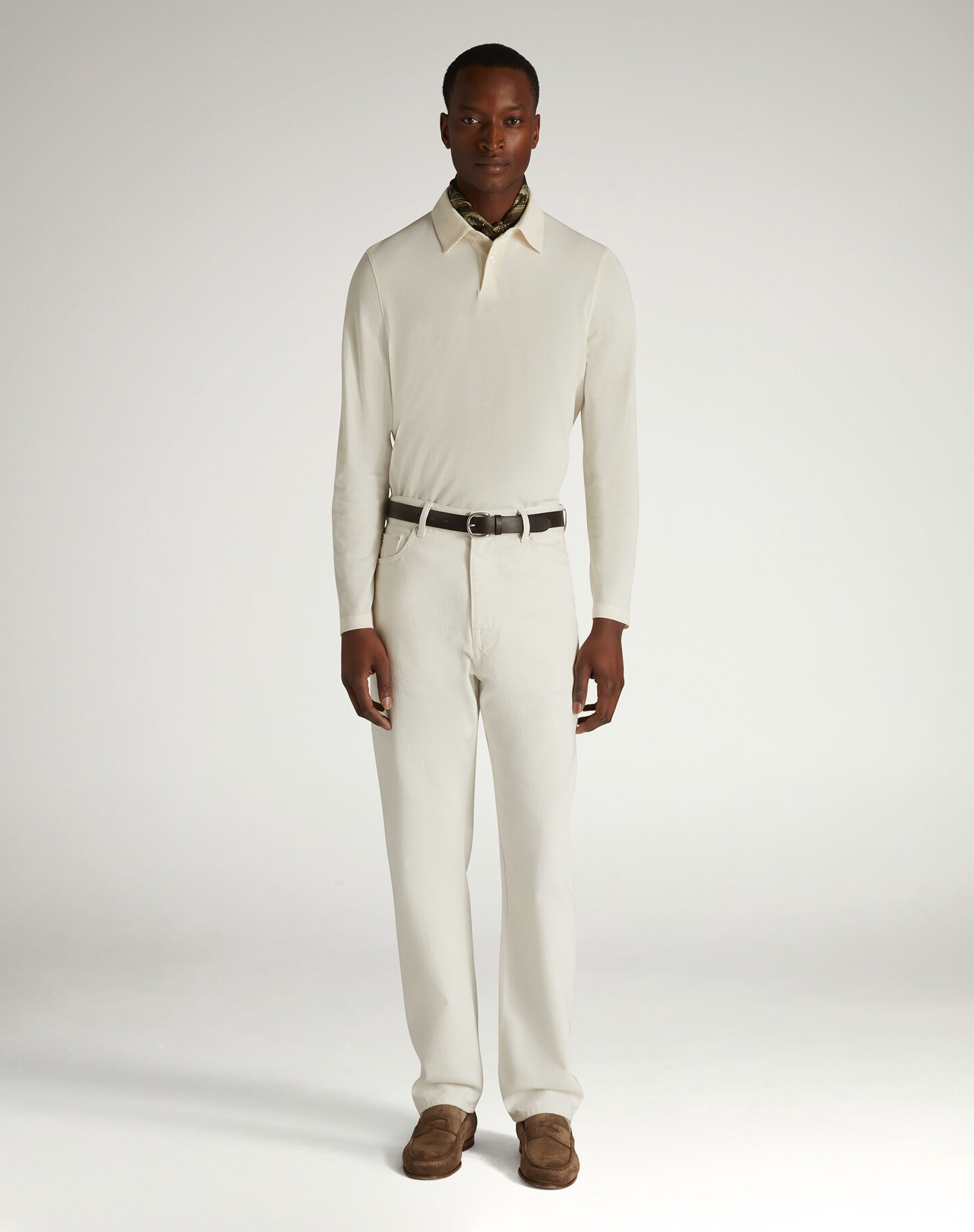 Cotton Silk Pique Long Sleeve Polo - 5