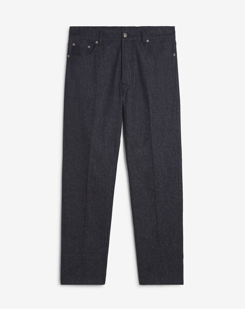 Wool Cotton Denim Straight Leg 5 Pocket Trousers