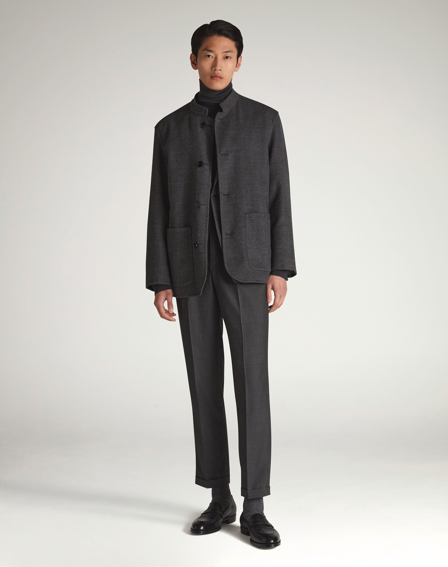 Wool Stand Collar Double Face Reversible Driving Jacket  - 6