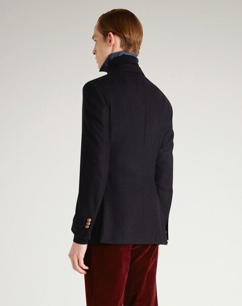 Abrigo deportivo Bourdon de cachemir con botonadura doble, Navy Abrigo deportivo Bourdon de cachemir con botonadura doble