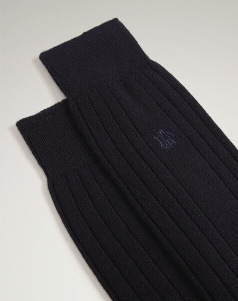 Cashmere Ribbed Cypher Embroidered Sock 