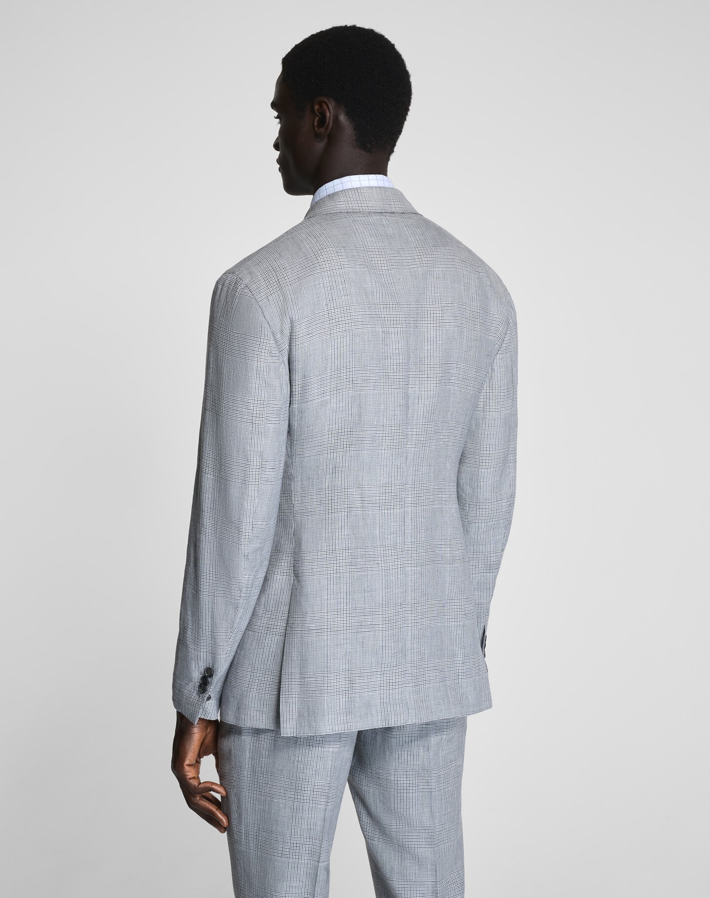 Linen Blend Check Cavendish Double Breasted Jacket - 3