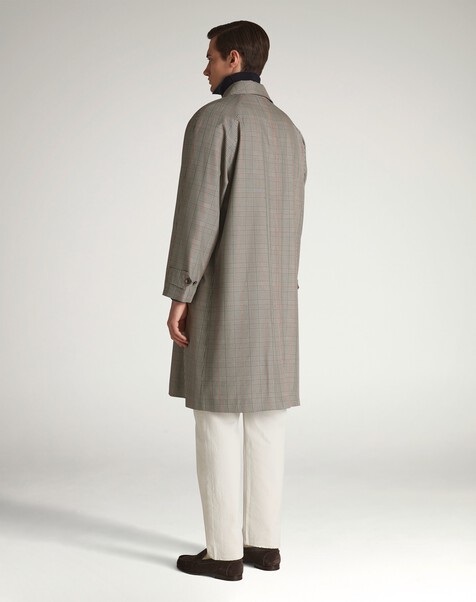 Abrigo de cuadros Príncipe de Gales de seda y algodón, Stone Abrigo de cuadros Príncipe de Gales de seda y algodón