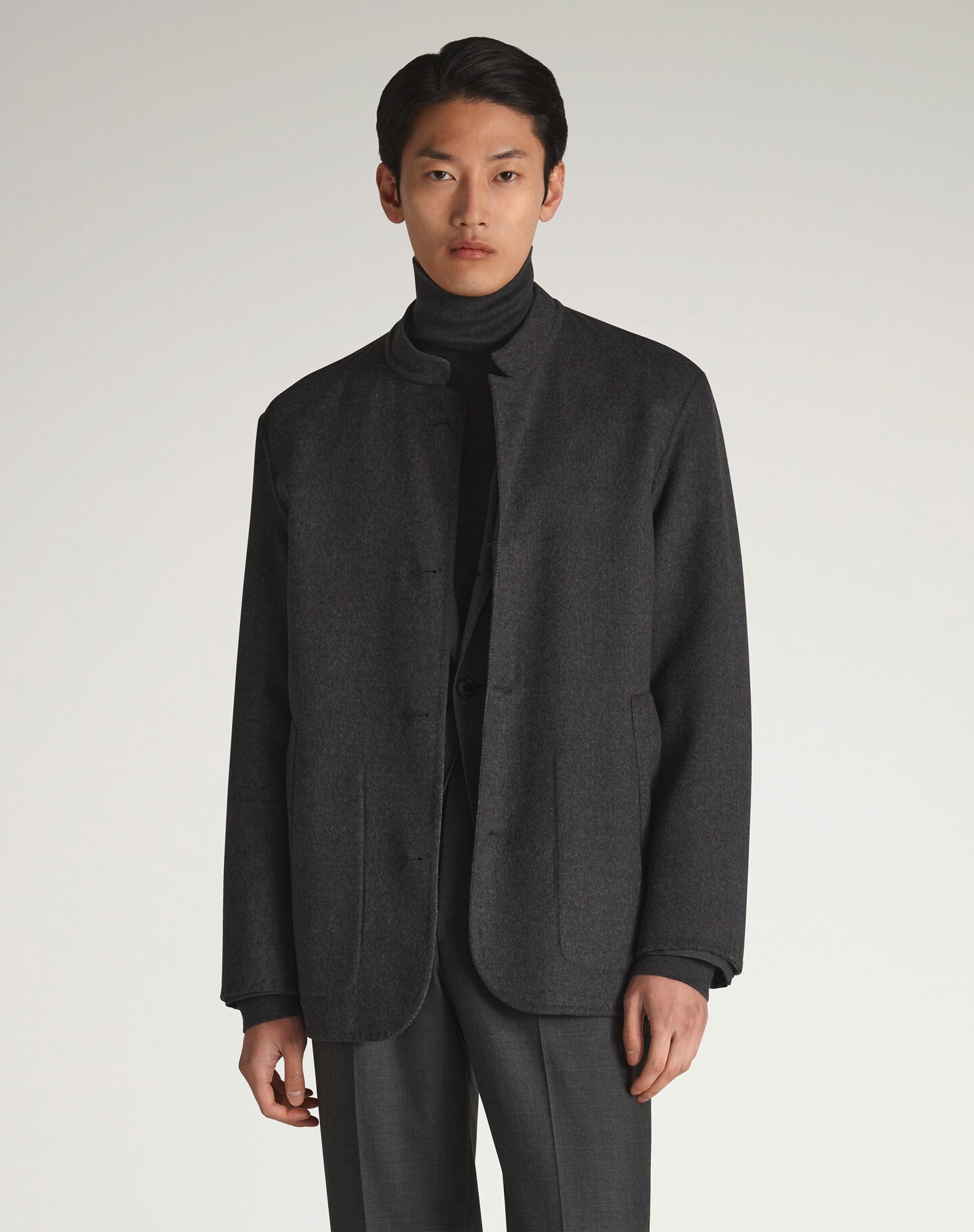 Wool Stand Collar Double Face Reversible Driving Jacket  - 5