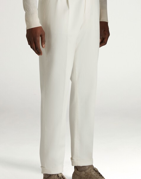 Stretch Cotton Twill Double Pleat Chinos