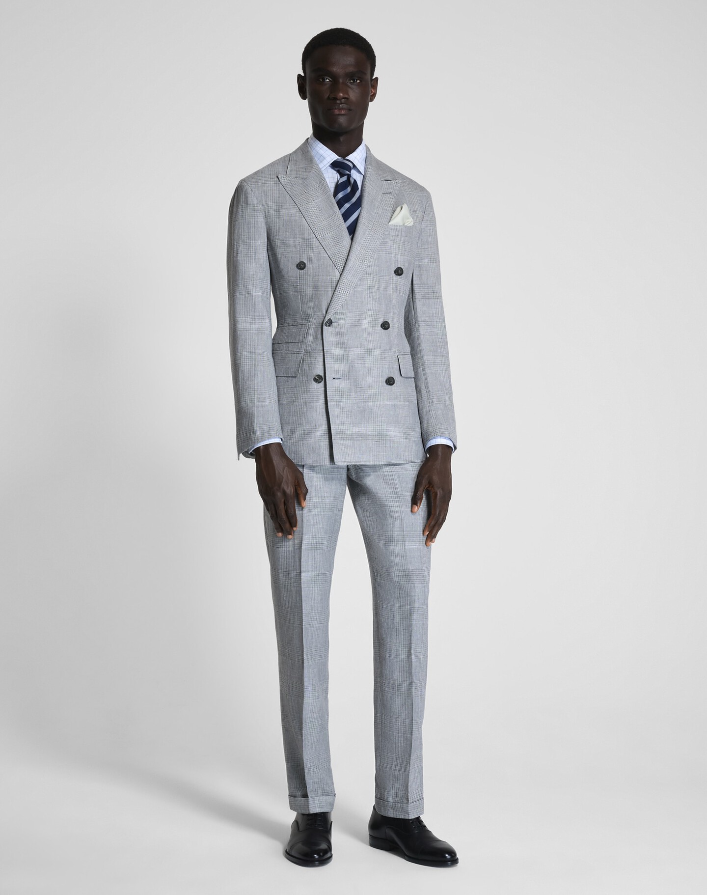 Linen Blend Check Cavendish Double Breasted Jacket - 2