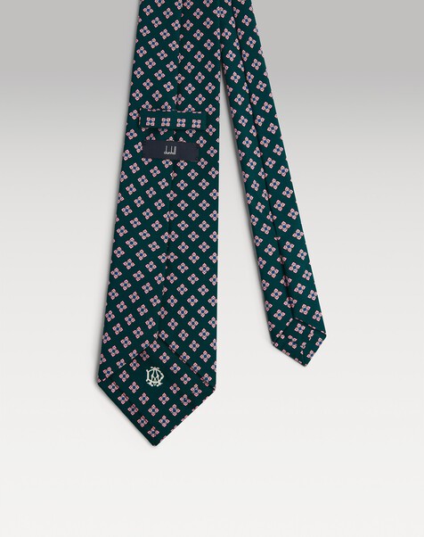 Silk Geometric Flower Medallion Printed Tie 