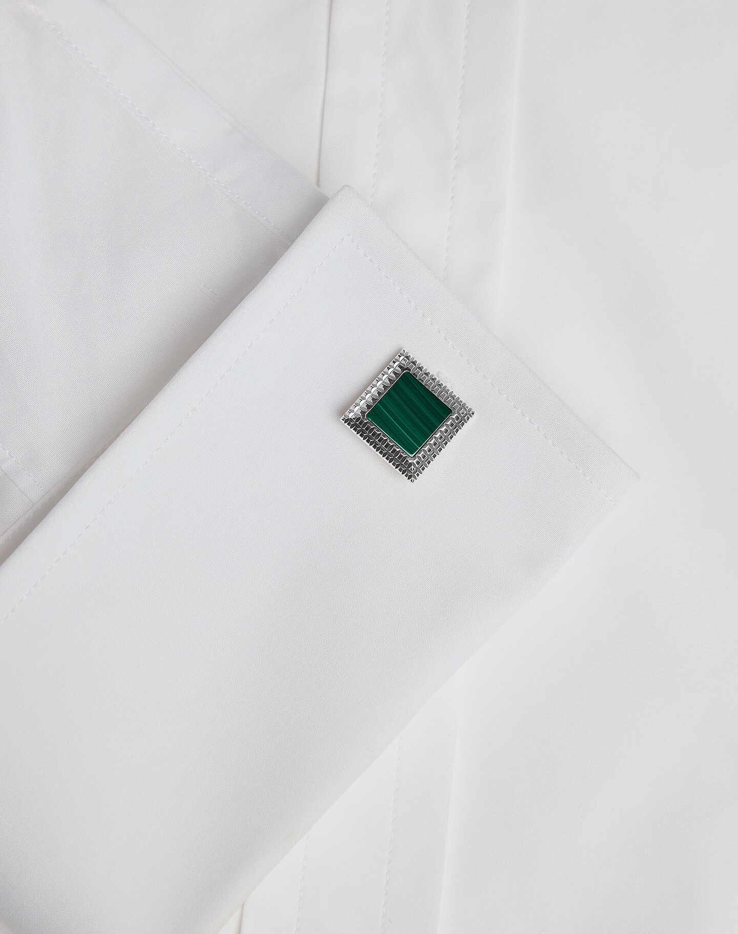 Hobnail Square Malachite Cufflinks - 2