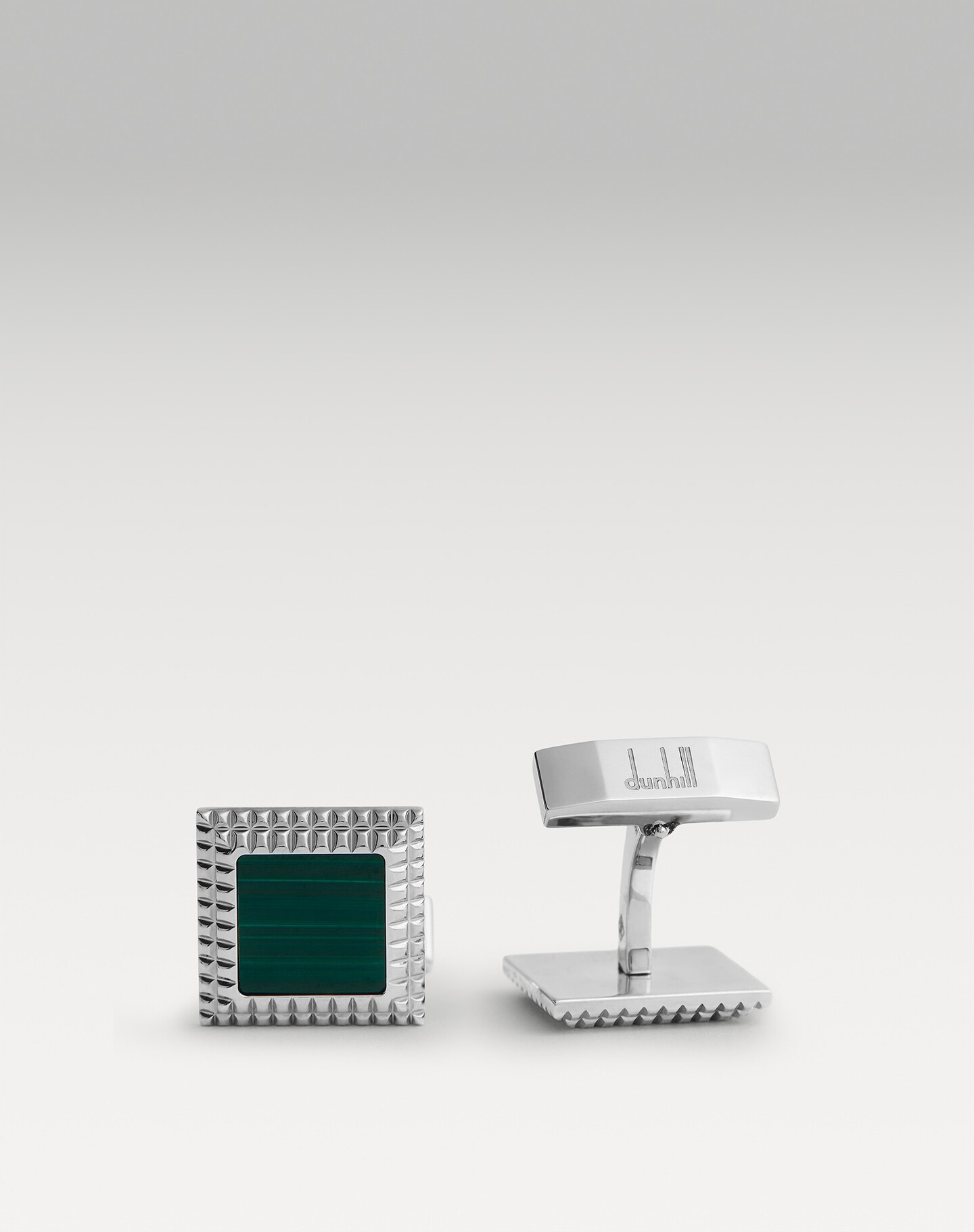 Hobnail Square Malachite Cufflinks - 1