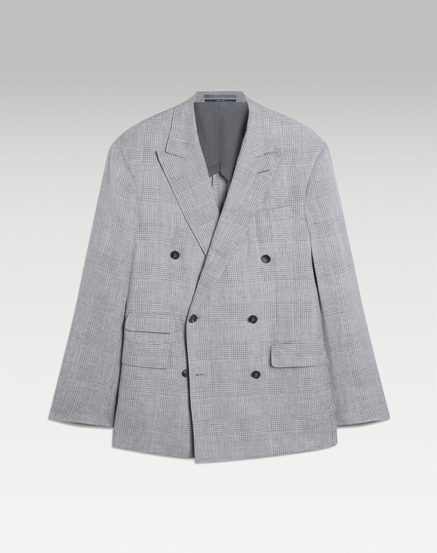 Linen Blend Check Cavendish Double Breasted Jacket - 1