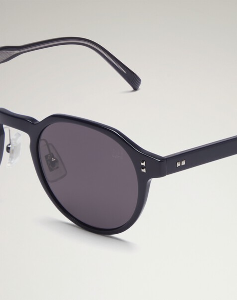 Hobnail Acetate Slim Round Frame Sunglasses