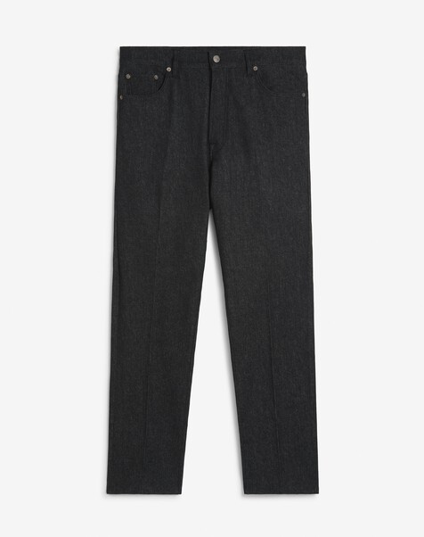 Wool Cotton Denim Straight Leg 5 Pocket Trousers 