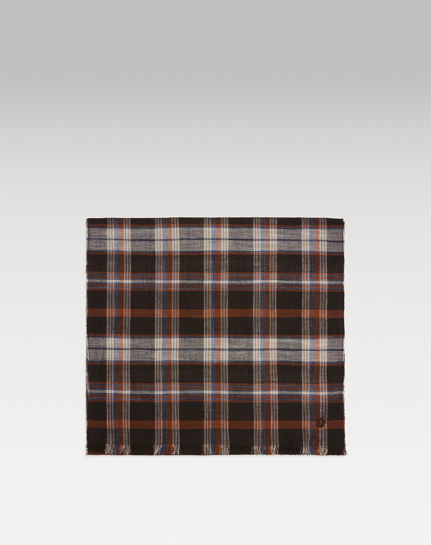 &Eacute;charpe &agrave; carreaux madras en laine, soie et lin  - 1