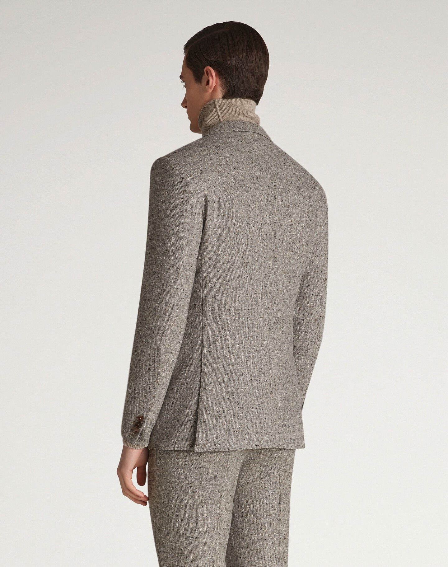 Wool Tweed Donegal Bourdon Single Breasted Jacket - 4