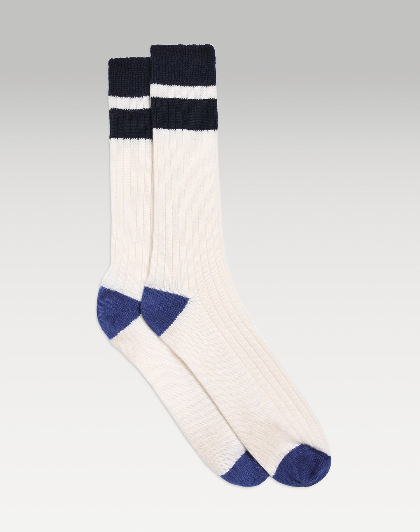 Kaschmir-Baumwoll-Socken mit doppelten Streifen - 1