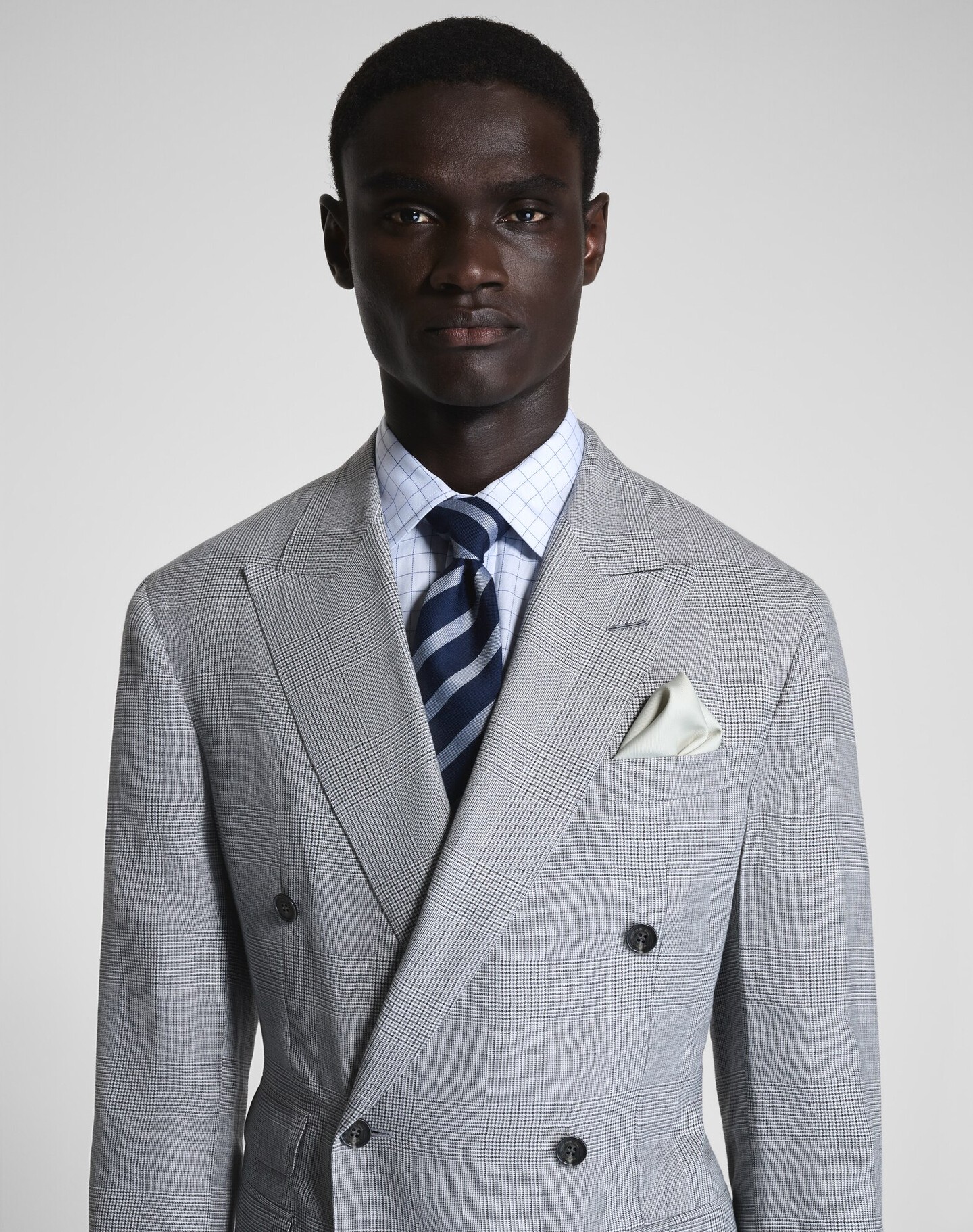 Linen Blend Check Cavendish Double Breasted Jacket - 5