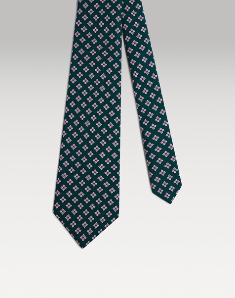 Silk Geometric Flower Medallion Printed Tie 