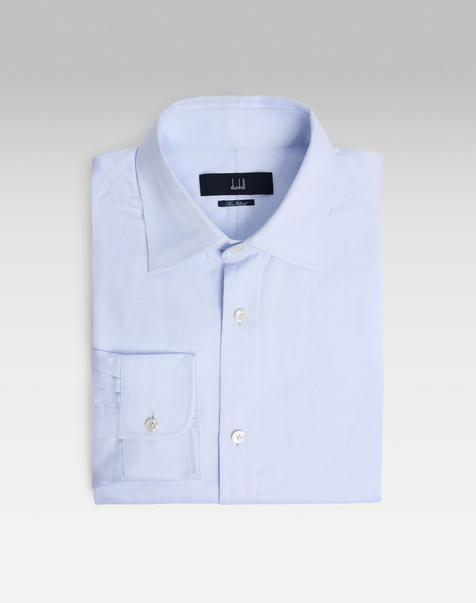 dunhill シーアイランドコットン ヘリンボーン ハーフスプレッドカラー シャツ 