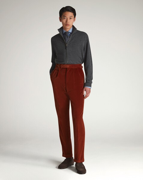 Cashmere Zip Through Jumper, Mid Grey Melange Cashmere Zip Through Jumper