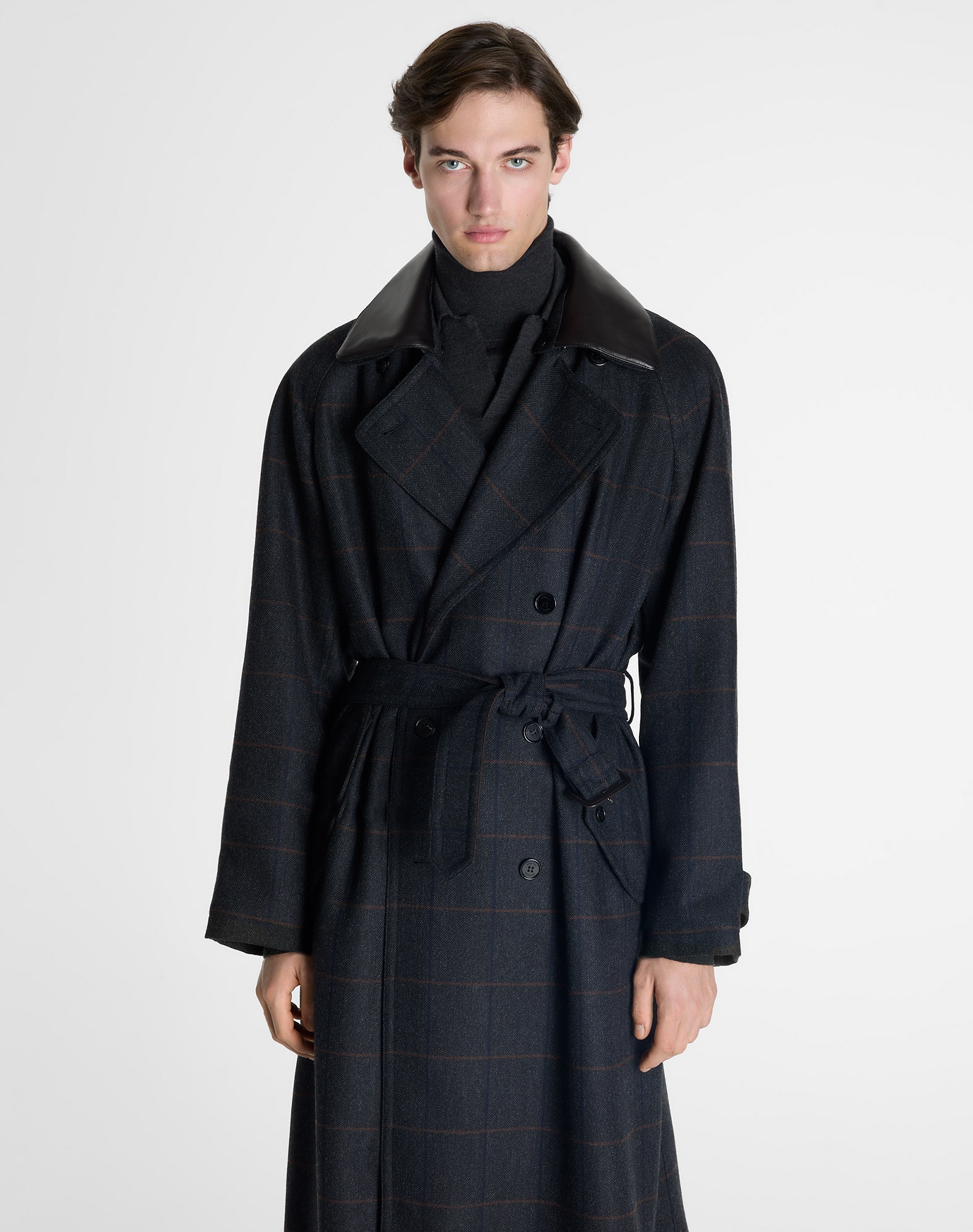 dunhill 2019aw ナイロントレンチコート ダンヒル | ウール ウィンドウペン ダブル トレンチコート メンズ