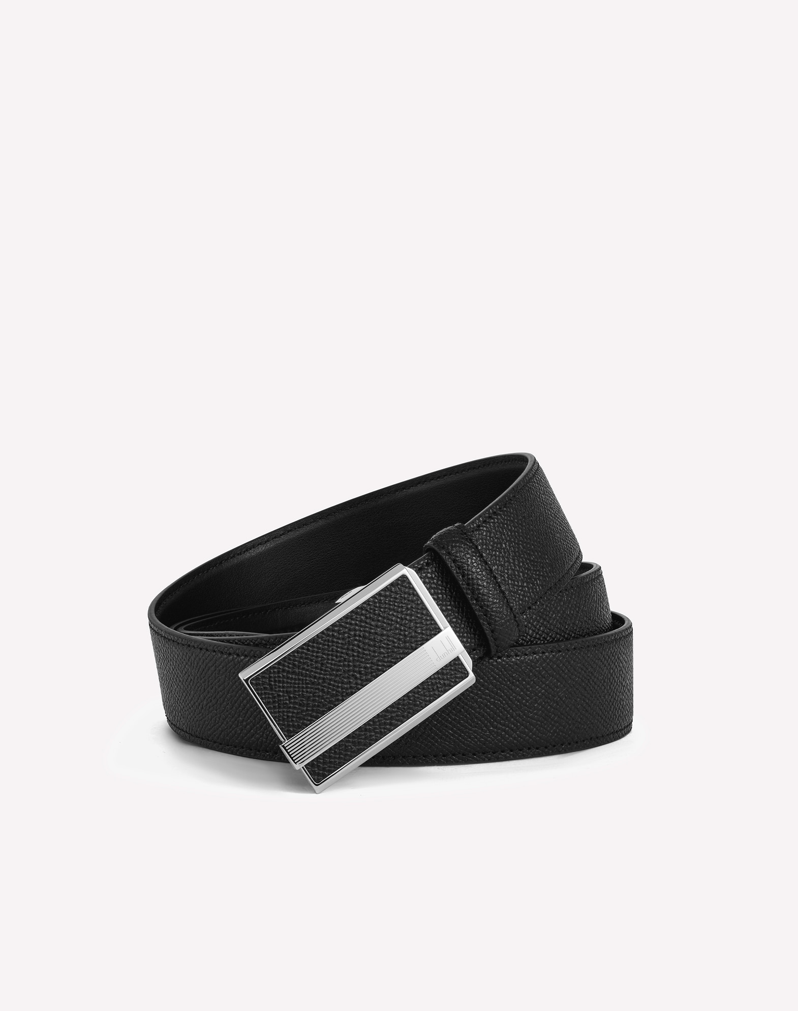 DAMIR DOMA SILENT Skinny Unisex Leather Belt Clincher Silver Buckle Flat Leather Lion Auto BKL Belt – Silver Ed. SILVER/BLACK  main image 3