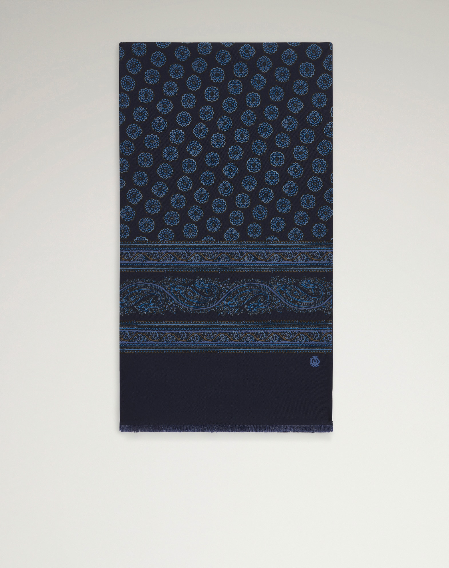 dunhill | Silk Screen Printed Double Face Floral Medallion Scarf