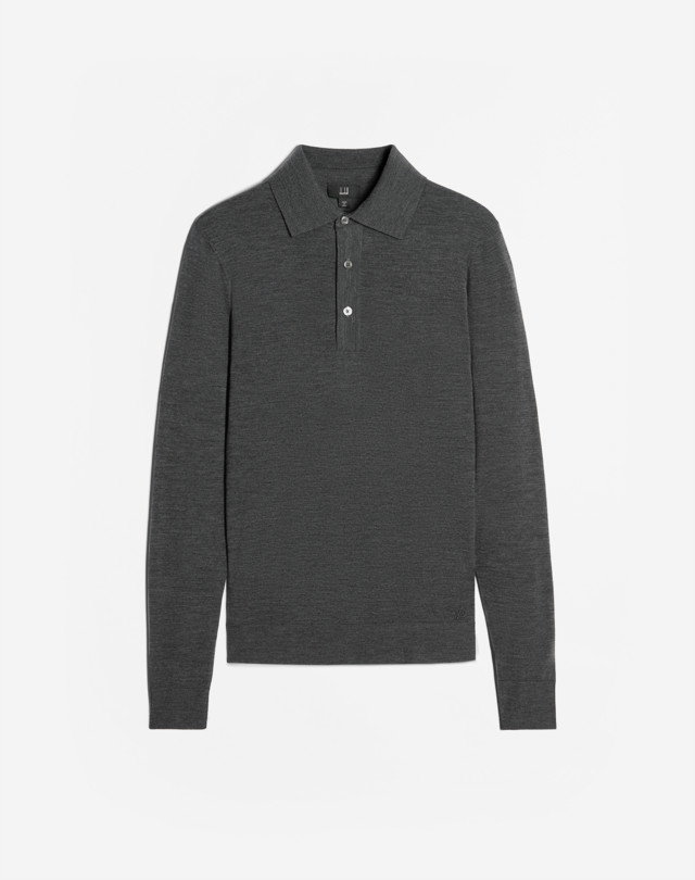 DUNHILL Polo in lana merino a maniche lunghe POLO IN MAGLIA Uomo f