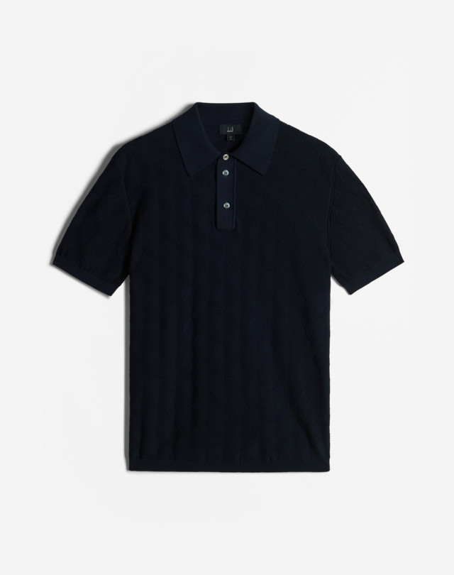 DUNHILL Cotton Silk Deco Texture Short Sleeve Polo POLOS Man f