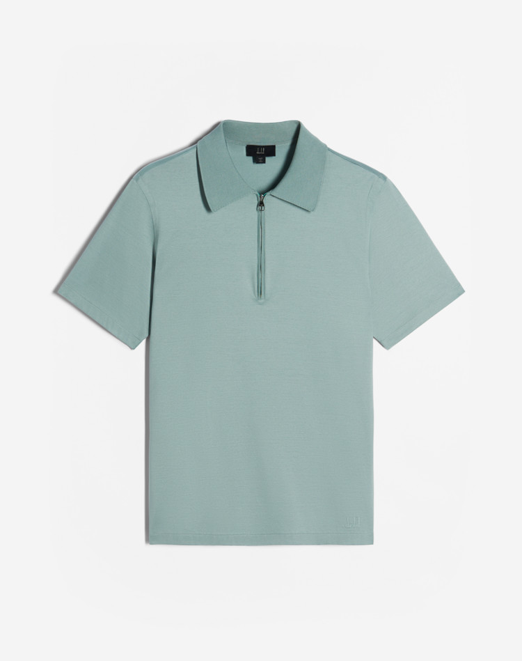 DUNHILL POLOS Man Cotton Zip Short Sleeve Polo f