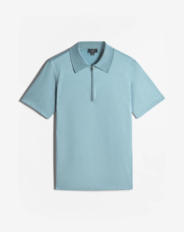 DUNHILL Cotton Zip Short Sleeve Polo POLOS Man f