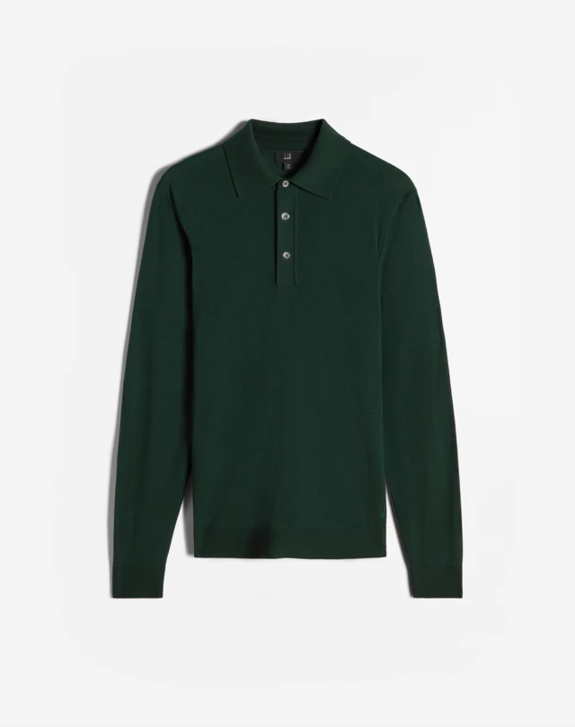 DUNHILL Merino Long Sleeve Polo KNITTED POLOS Man f