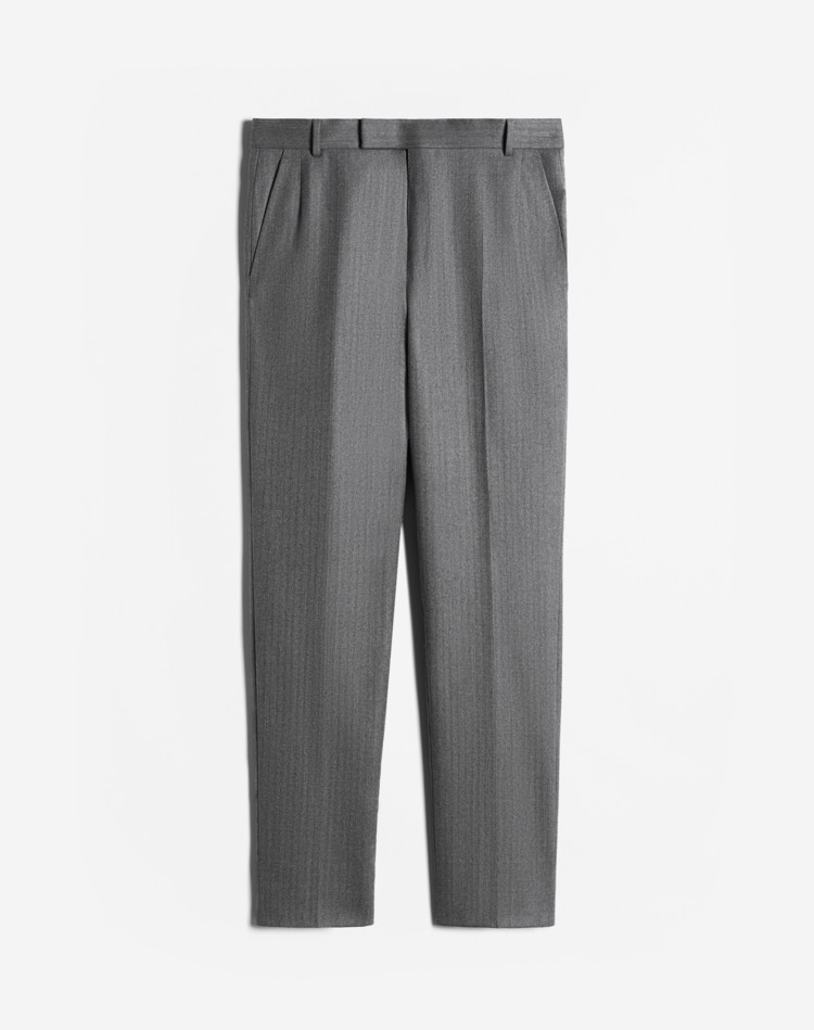 Belgravia Herringbone Flannel Trousers DUNHILL FORMAL TROUSERS Man Belgravia Herringbone Flannel Trousers f