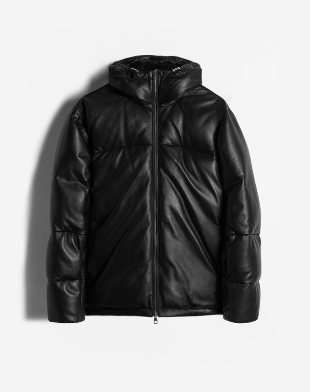 Men's Black/Black Rollagas Leather Down Jacket | dunhill US Online Store