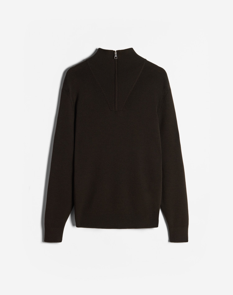 DUNHILL JUMPERS Man Merino Suede Detail 1/4 Zip Jumper f