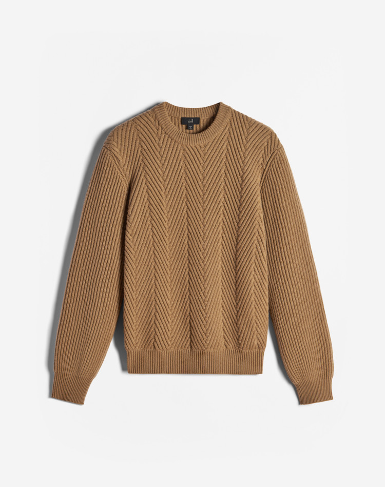 Textured Aran Crew Neck Jumper DUNHILL JUMPERS Man Textured Aran Crew Neck Jumper f