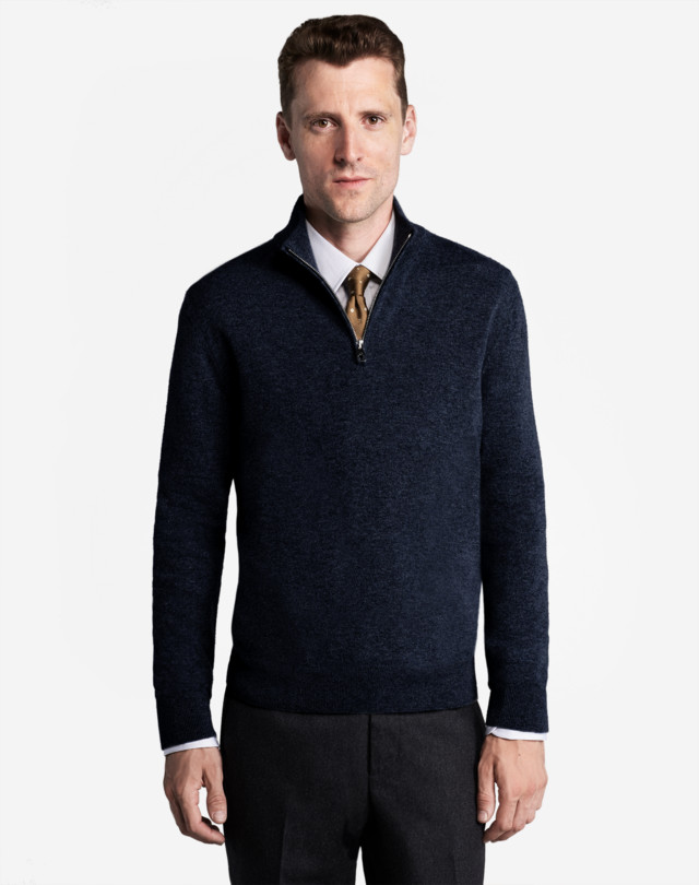 DUNHILL 12gg Cashmere 1/4 Zip Jumper JUMPERS Man f
