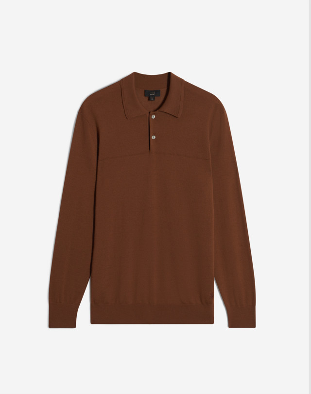 DUNHILL Raised Line Cashmere Long Sleeve Polo KNITTED POLOS Man f