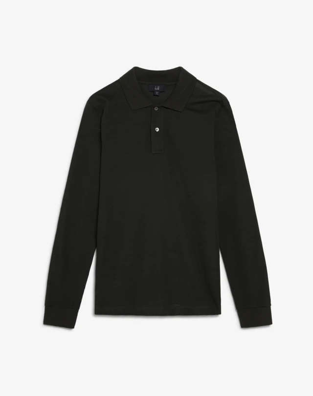 DUNHILL Cotton Silk Pique Long Sleeve Polo POLOS Man f