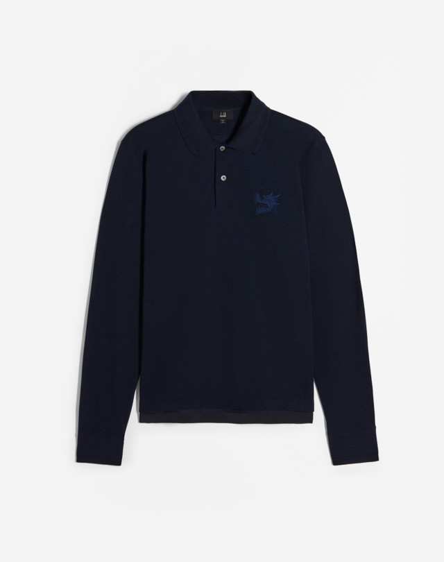 DUNHILL Cotton Cashmere Long Sleeve Polo POLOS Man f