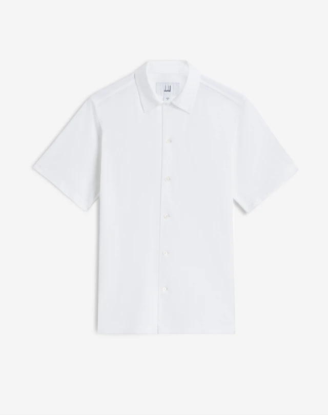 DUNHILL Cotton Pique Jersey Short Sleeve Lounge Shirt SHORT SLEEVE CASUAL SHIRTS Man f