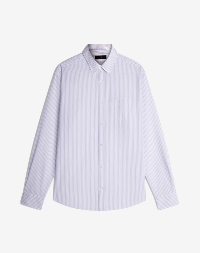 DUNHILL Linen Long Sleeve Pinstripe Button Down Shirt LONG SLEEVE CASUAL SHIRTS Man f