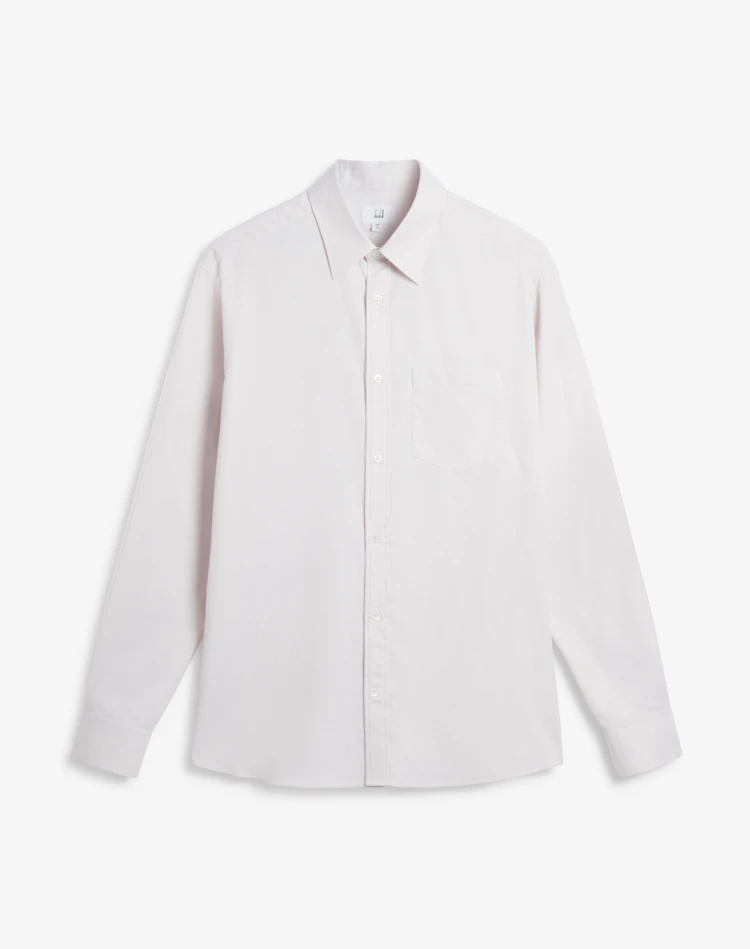 DUNHILL LONG SLEEVE CASUAL SHIRTS Man Basket Weave Cotton Long Sleeve Button Down Shirt f