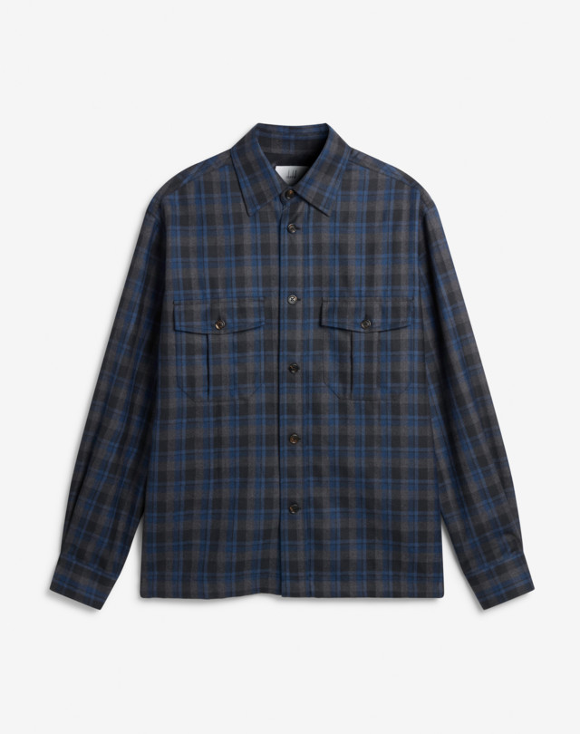 DUNHILL Wool Cashmere Check Military Overshirt LONG SLEEVE CASUAL SHIRTS Man f