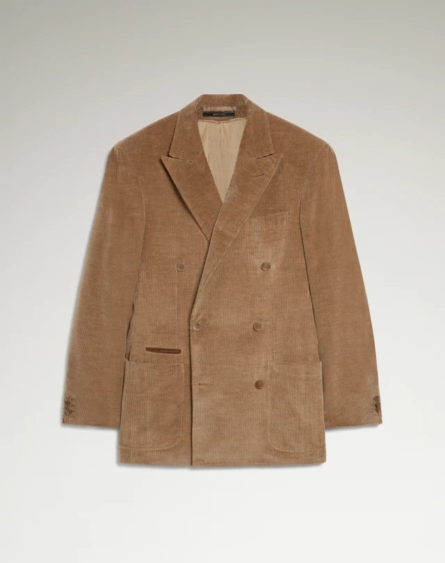 DUNHILL Zweireihiger Sports-Mantel aus Baumwoll-Kaschmir-Cord BLAZER Herren f