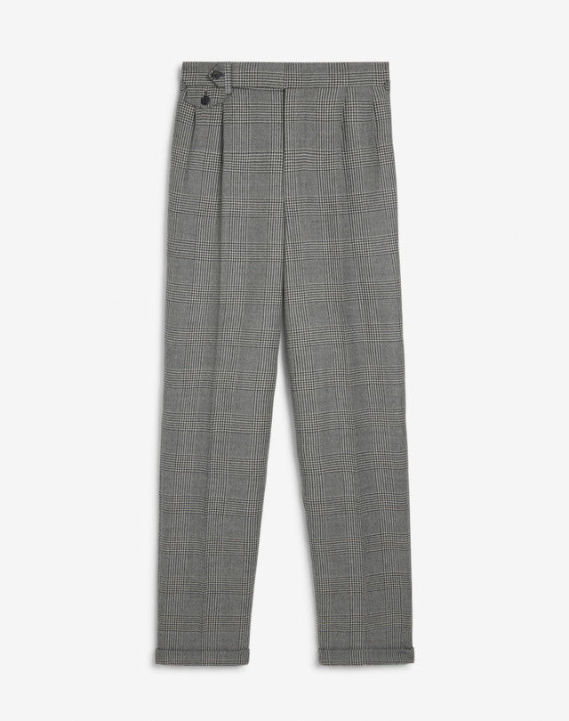 DUNHILL Wool Cashmere Glen Check Double Pleated Trousers FORMAL TROUSERS Man f