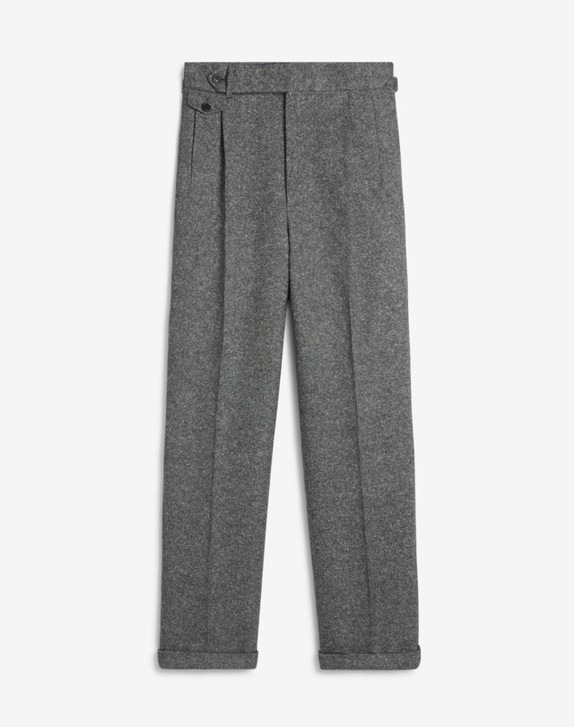 DUNHILL Wool Silk Flax Cashmere Donegal Double Pleated Trousers FORMAL TROUSERS Man f